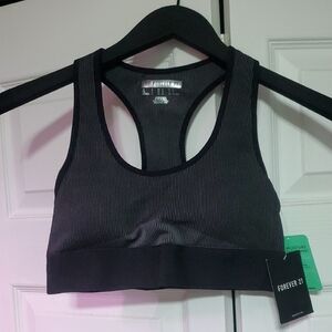 Forever 21 Charcoal Ribbed Sports Bra